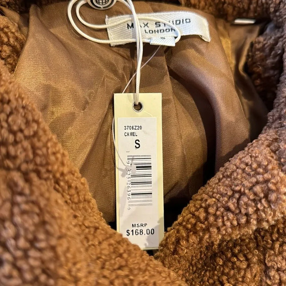 Max Studio caramel teddy faux fleece button front spread collar jacket. NWT. Sm - Picture 11 of 11